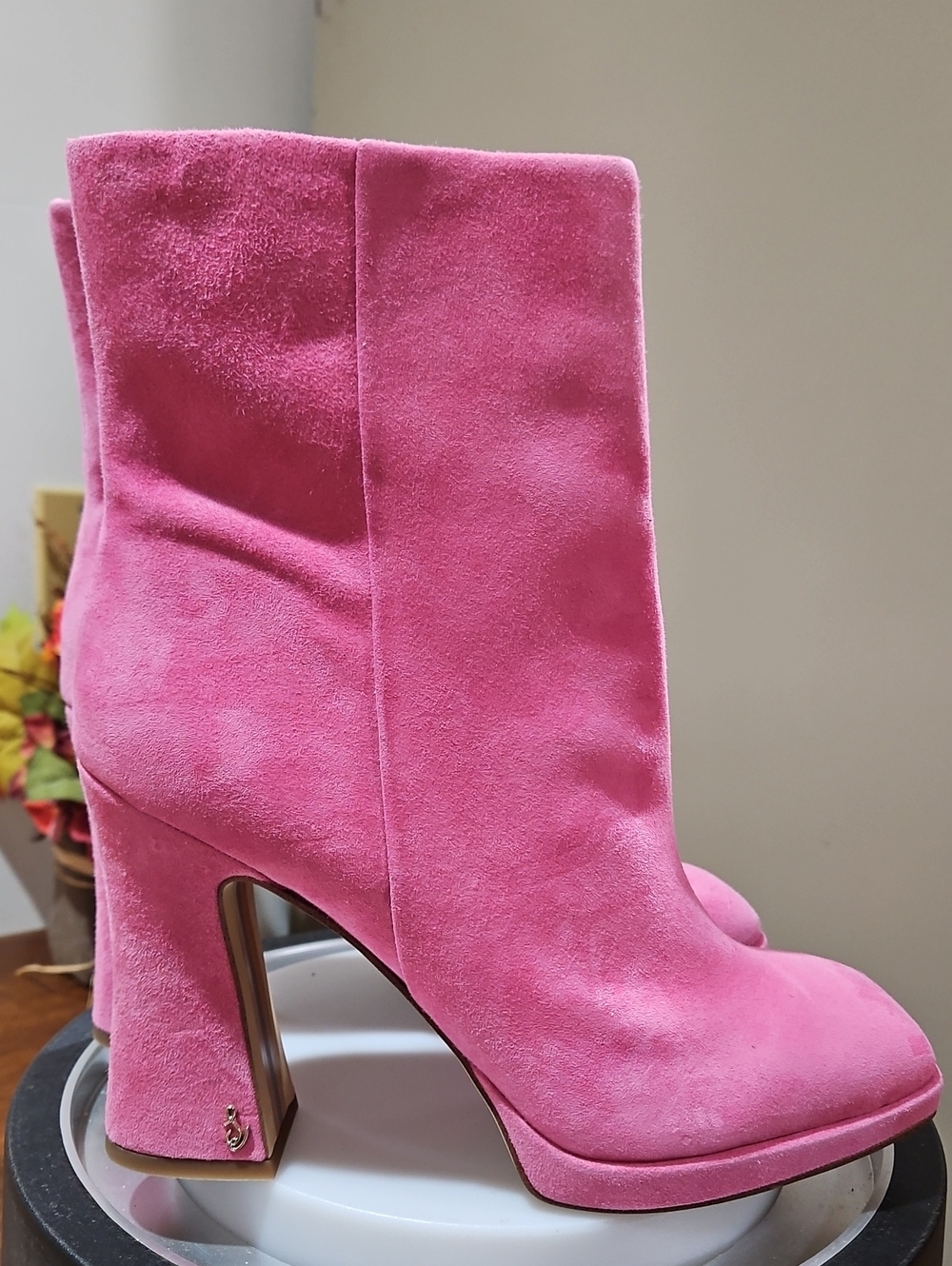 Sam Edelman Bubble Gum Pink Suede Platform Ankle Boots